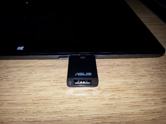 ASUS Eee USB Adapter plugged in to tablet